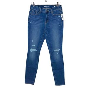 OLD NAVY Blue Distressed Pop Icon Skinny Jeans 8 Long NWT